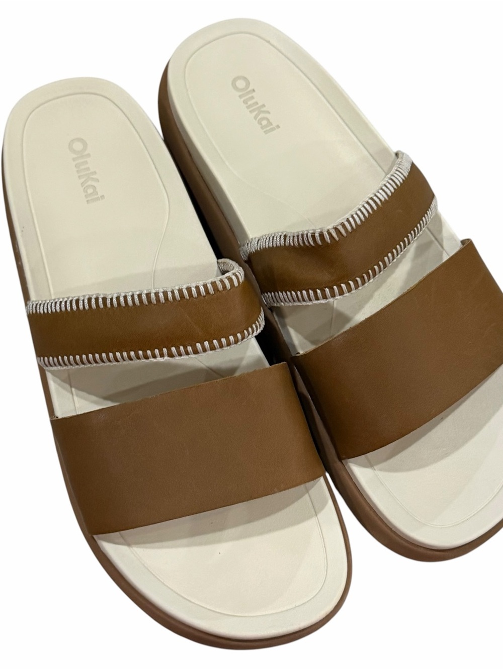 OluKai Pae Women’s 10 US Sandals Slide Leather Brown 20441-34WS S5 - Picture 3 of 7